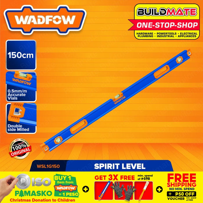 WADFOW Spirit Level 150CM (Double Side Milled) Aluminum Spirit Leveler WSL1G150 •BUILDMATE• WHT