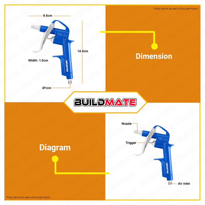 WADFOW Pneumatic Air Blow Gun For Hose 16mm Heavy Duty Air Duster Blowing Gun WGA4616 •BUILDMATE WHT