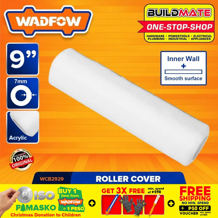 WADFOW Paint Roller Cover Inner Wall 9" Inch 230mm Acrylic Roller Paint Tool WCB2929 •BUILDMATE• WHT