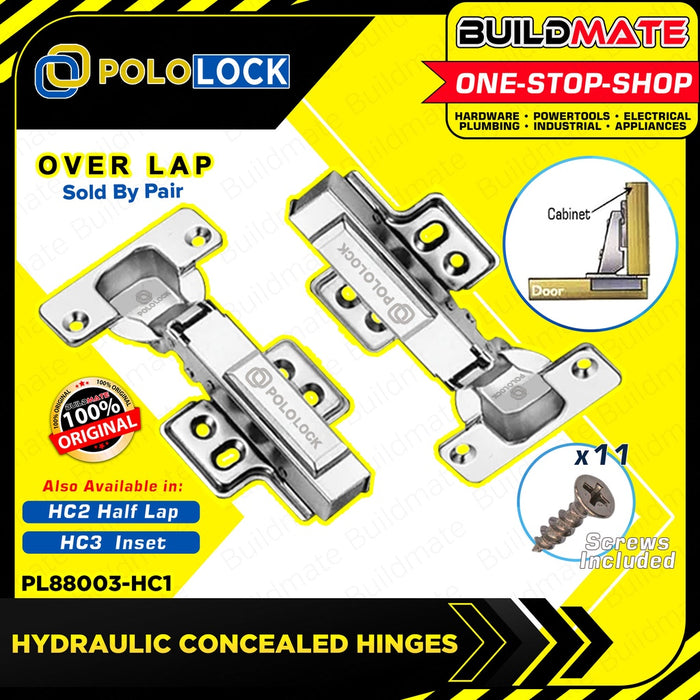 PLL Hydraulic Soft Close Concealed Hinges Over Lap | Half Lap | Inset [SOLD BY PAIRS] •BUILDMATE•