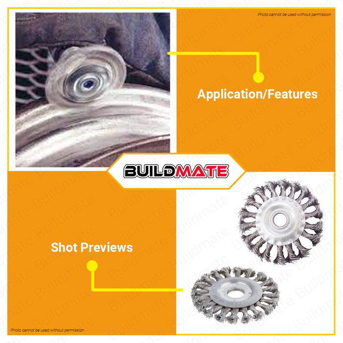 PROMAN Steel Wire Brush 4" Inch Twist Twisted Brushes  Finishing Tools PT-WB4T •BUILDMATE•