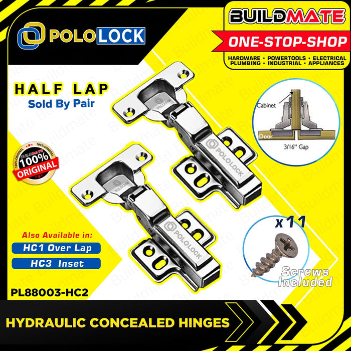 PLL Hydraulic Soft Close Concealed Hinges Over Lap | Half Lap | Inset [SOLD BY PAIRS] •BUILDMATE•