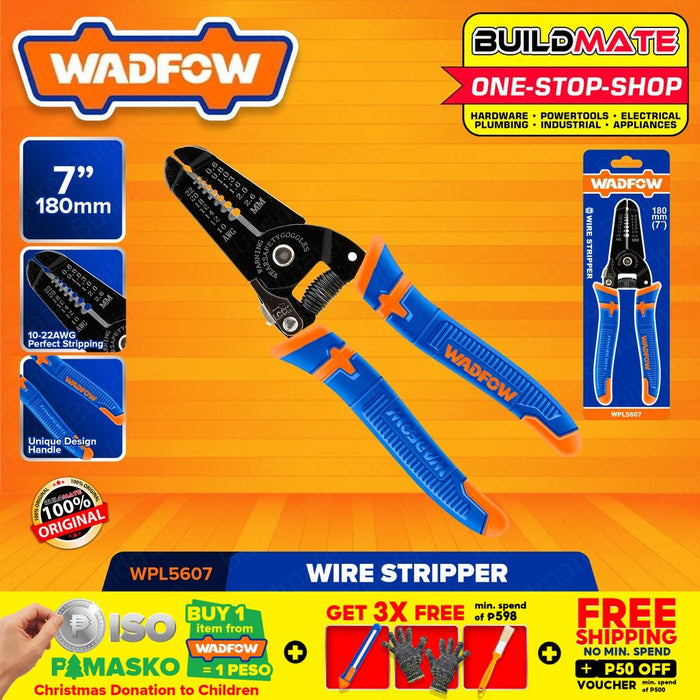 WADFOW Wire Stripper 7" Inch 180mm Wire Stripping Cutter Crimper Pliers Tool WPL5607 •BUILDMATE• WHT