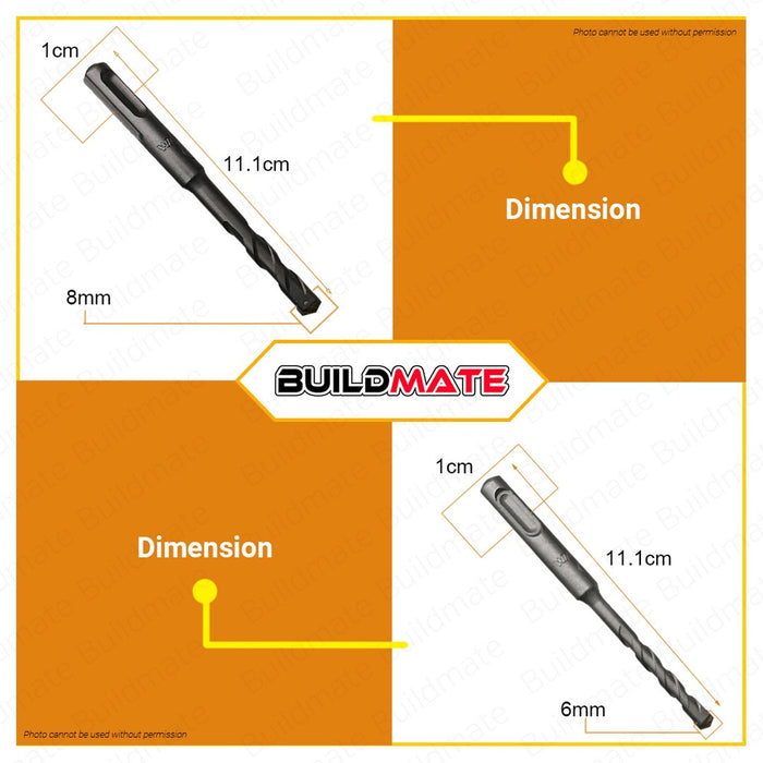 WADFOW Rotary SDS Plus Hammer Drill Bits 6x110mm | 8x110mm Masonry Drill Bit Carbide •BUILDMATE• WHT