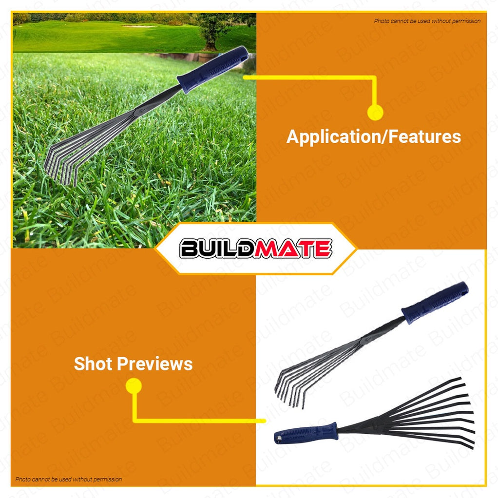 WADFOW Garden Rake 380MM Grass Rake Garden Leaf Rake Hand Rake Cleanin ...
