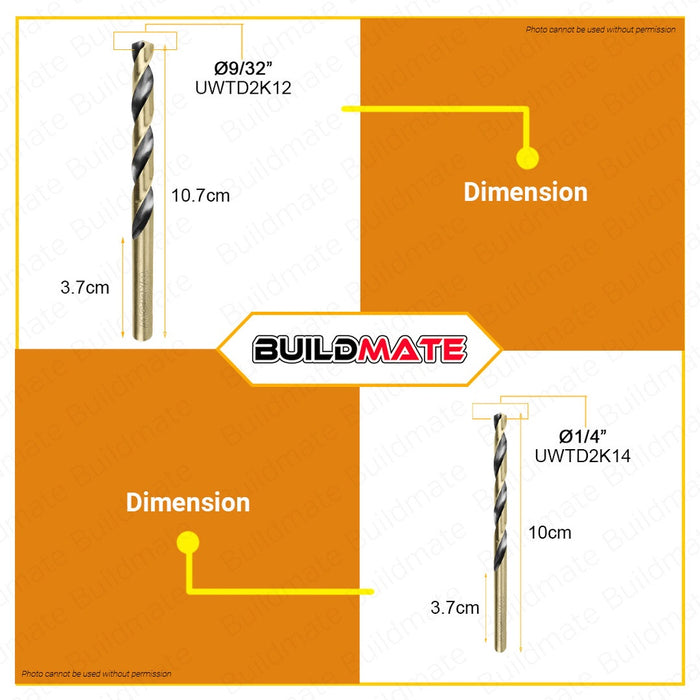 WADFOW HSS Metal Drill Bit 1/8" | 1/4" | 9/32" Twist Drill Bits For Metal Drilling •BUILDMATE• WHT