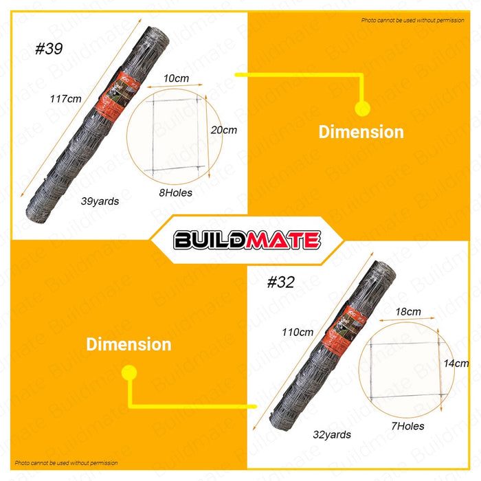 POLOLOCK Hog Wire Galvanized #32 | #39 | #47 | #56 Goat Wire Field Fence Farm Wire Hogwire BUILDMATE
