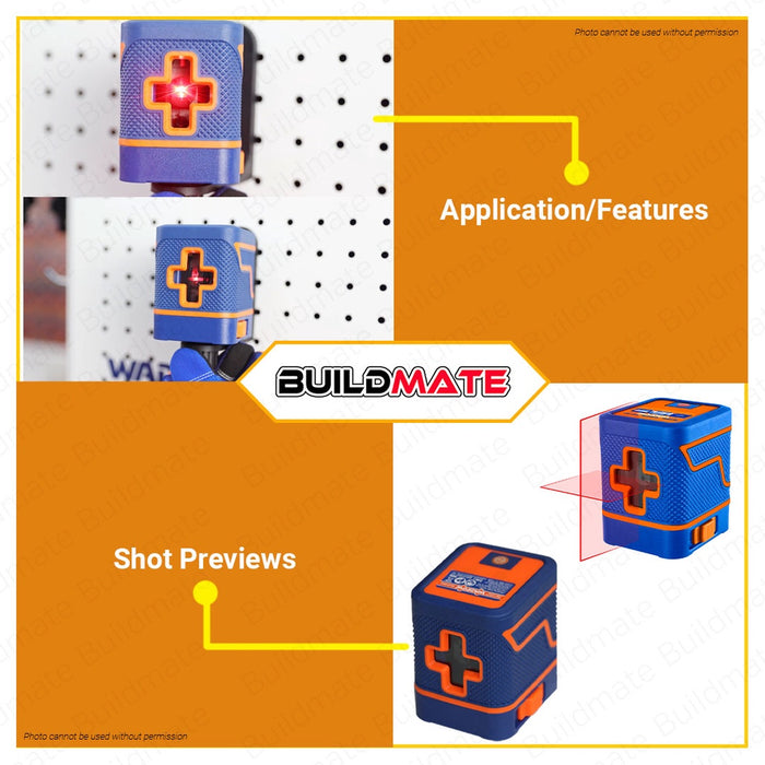 BUILDMATE Wadfow Self Leveling Line Laser 0-15m Horizontal & Vertical Cross Dual Line Red Beam Laser Level Measuring Tool WLE1M02 - WPT