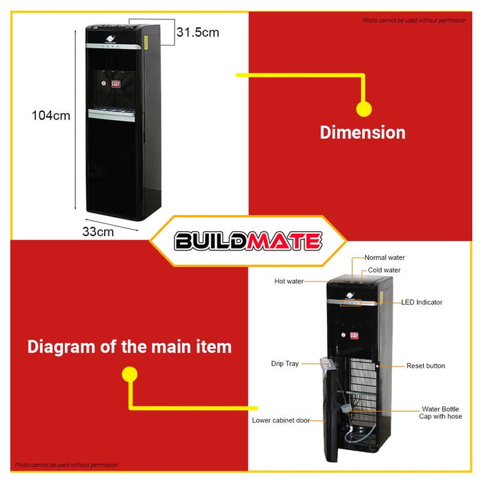 MICROMATIC Bottom Loading Hot & Cold Water Dispenser Water Tank With Compressor MWD2022 •BUILDMATE•