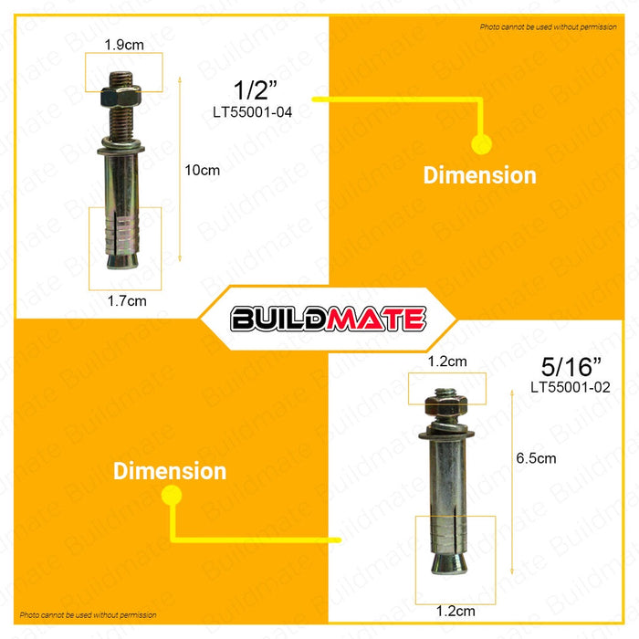 POLOLOCK Concrete Anchor Expansion Dyna Bolt 1/4" | 5/16" | 1/2" Dynabolt Anchor Bolt •BUILDMATE•