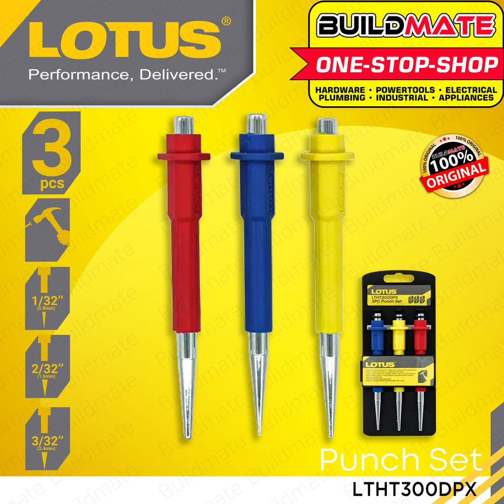 LOTUS 3PCS Nail Punch Set Pin Punch Center Punch Punching Cylinder Dri ...