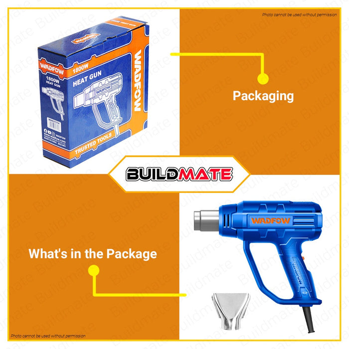 BUILDMATE Wadfow Heat Gun 1600W / 1800W Portable Hot Shrink Gun Air Dryer Plastic Blower Sealer with Nozzle WHG1514 / WHG1516 -  WPT