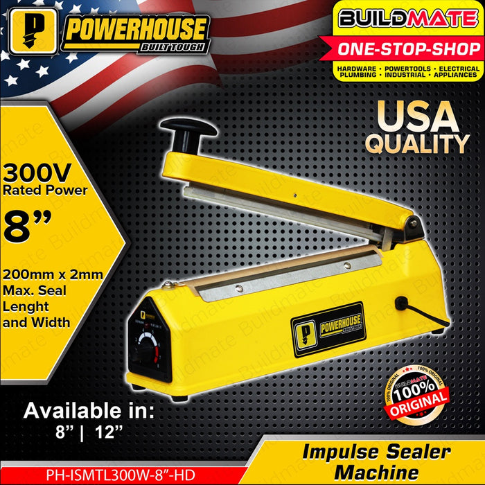POWERHOUSE Industrial Impulse Sealer Machine 8" Inch | 12" Inch Heat Sealer Machine •BUILDMATE• PHPT