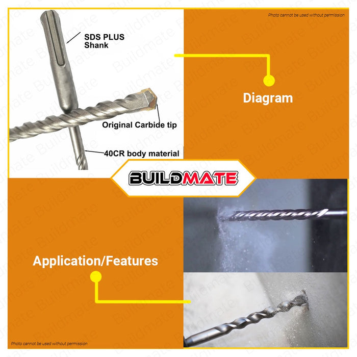 WADFOW Rotary SDS Plus Hammer Drill Bits 6x110mm | 8x110mm Masonry Drill Bit Carbide •BUILDMATE• WHT