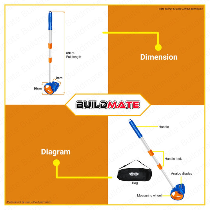 WADFOW Measuring Wheel Hand-push Distance Measuring Wheel Meter Roller Meter WMW1545 •BUILDMATE• WHT