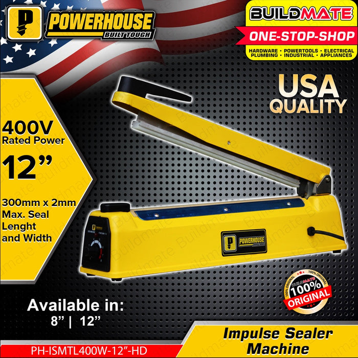 POWERHOUSE Industrial Impulse Sealer Machine 8" Inch | 12" Inch Heat Sealer Machine •BUILDMATE• PHPT