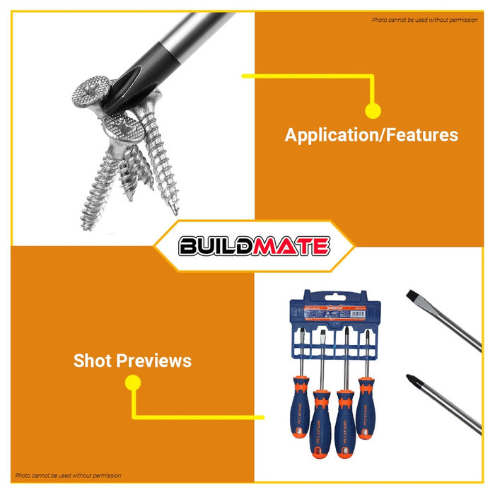 WADFOW 4PCS Screwdriver Set Precision Slotted & Phillips Screw Driver Tool WSS1204 •BUILDMATE• WHT