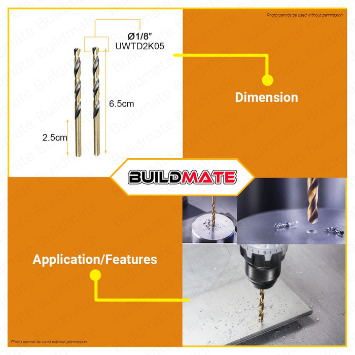 WADFOW HSS Metal Drill Bit 1/8" | 1/4" | 9/32" Twist Drill Bits For Metal Drilling •BUILDMATE• WHT