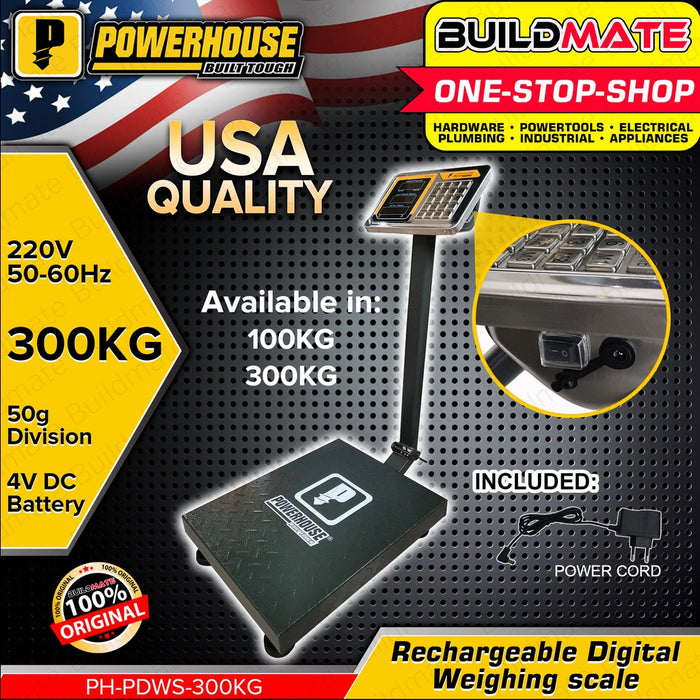 POWERHOUSE Heavy Duty Platform Digital Weighing Scale 100kg / 20g | 300kg / 50g •BUILDMATE• PHPT