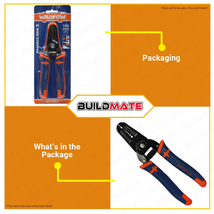WADFOW Wire Stripper 7" Inch 180mm Wire Stripping Cutter Crimper Pliers Tool WPL5607 •BUILDMATE• WHT