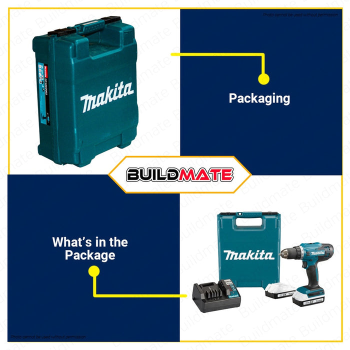 MAKITA 13mm 38NM Lithium-ion Cordless Driver Drill 18V With 2.0Ah Battery Set DF488D004 •BUILDMATE•