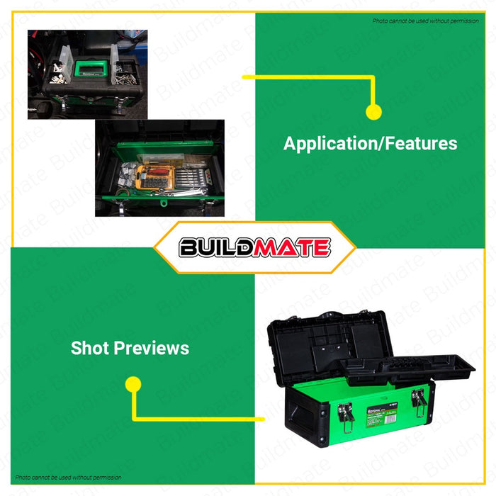 HOYOMA Plastic Iron Tool Box 14" | 17" | 19" With Buckle Latches Plastic Organizer Toolbox •BUILDMATE•