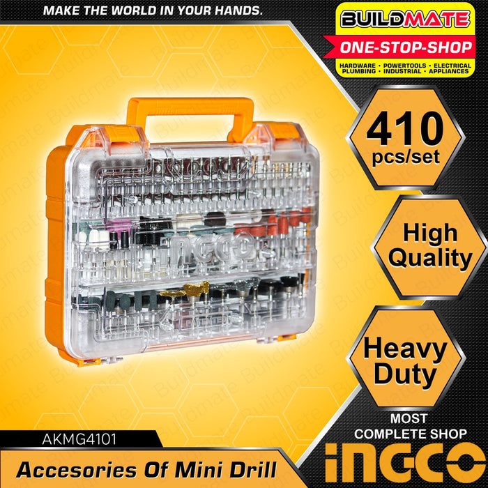 BUILDMATE Ingco 410PCS / 420PCS Accessories Of Mini Drill Set Rotary Die Grinder Drill Tool Kit IHT