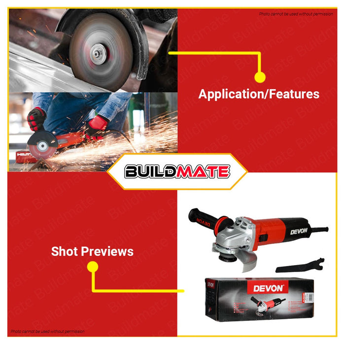 Devon Industrial 1010W 125mm Angle Grinder Electric Grinder Cutting Grinder Tools 2822 •BUILDMATE•
