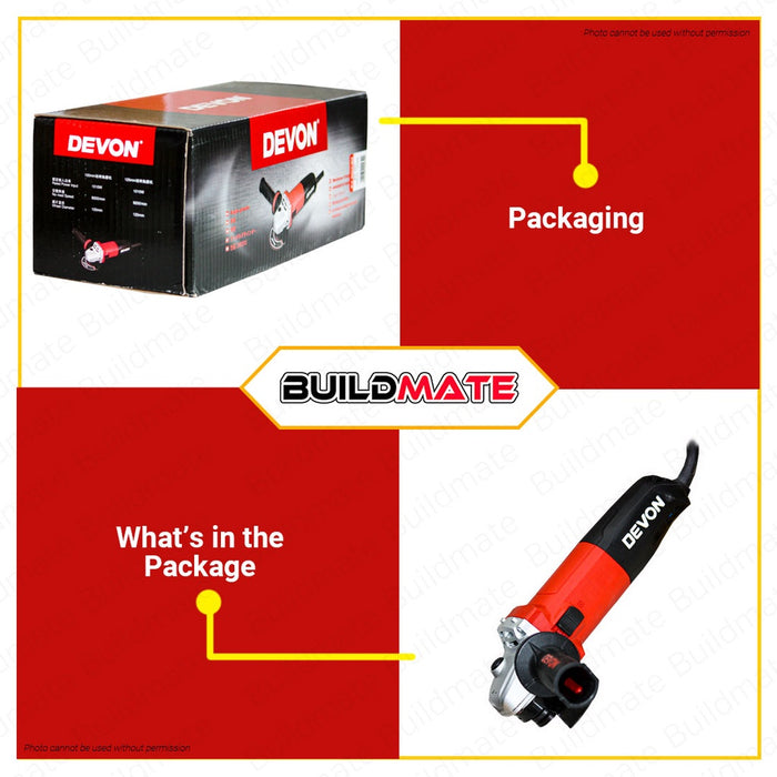 Devon Industrial 1010W 100mm Angle Grinder Electric Grinder Cutting Grinder Tools 2821 •BUILDMATE•