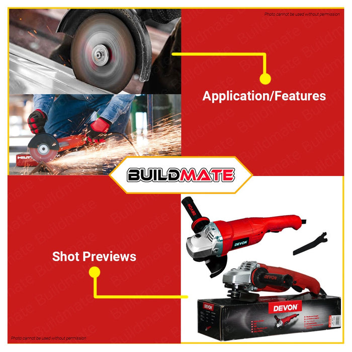 Devon Industrial 1400W 125mm Angle Grinder Electric Grinder Cutting Grinder Tools 2813 •BUILDMATE•