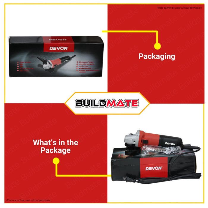DEVON Industrial 900W 100mm Angle Grinder Variable Speed Electric Grinder 2828-9-100CE •BUILDMATE•