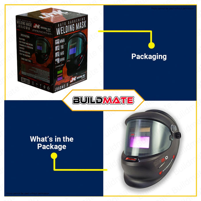 JR KAWASAKI Solar Powered Auto Darkening Welding Mask Helmet JRADM20 •BUILDMATE•