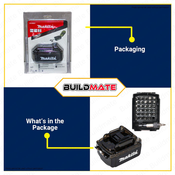 MAKITA 31PCS Screw Bit Set LXT With Battery Shape Case Screwdriver Bits Hand Tool B-69901 •BUILDMATE