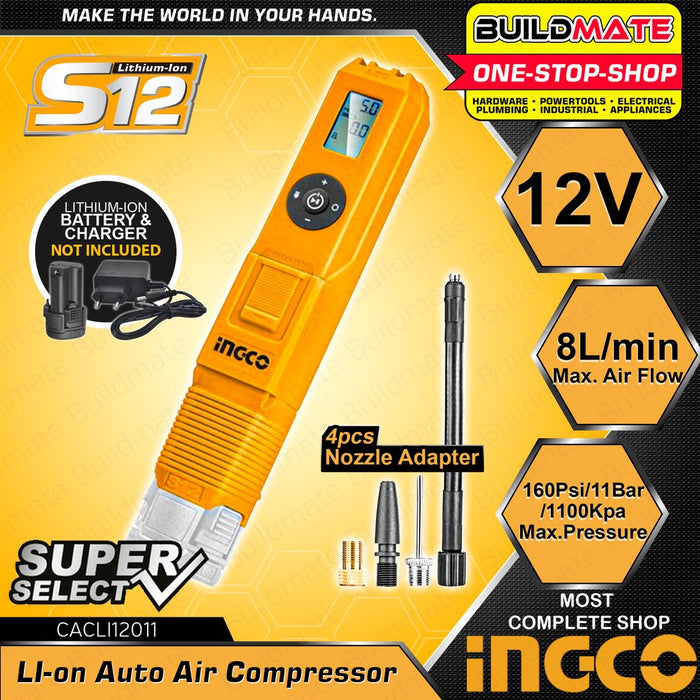 INGCO Lithium-Ion Cordless Auto Air Compressor 20V 150PSI Tire Inflato ...
