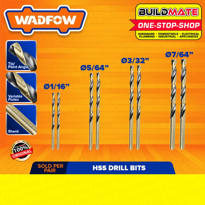 WADFOW HSS Drill Bit 1/16" to 3/8" Twist Drill Bits  Metal Drilling HSS Metal Bit •BUILDMATE• WHT