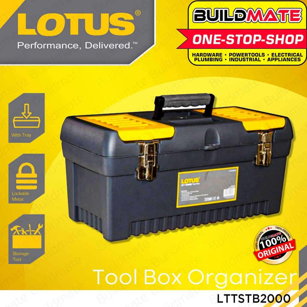 LOTUS Tool Box Organizer 20" Inch Toolbox Metal Latches Storage Box Wi