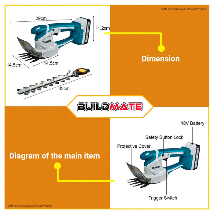 MAKITA 110MM Lithium Cordless Grass Shear 18V W/ 1.5Ah G-Battery Cutting Shear UM110DWYX •BUILDMATE•