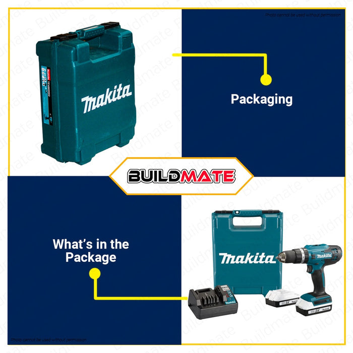 MAKITA Li-Ion Cordless Hammer Drill 13mm 1/2" 18V G-Battery Hammer Driver Drill HP488D002 •BUILDMATE