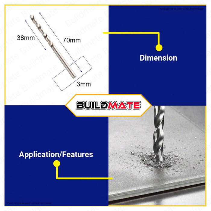 BOSCH Metal Twist Drill Bit - Ground HSS-G 5/64" - 1/2" Inch for Rotary Drills & Drivers Solid Drilling •BUILDMATE• BAX