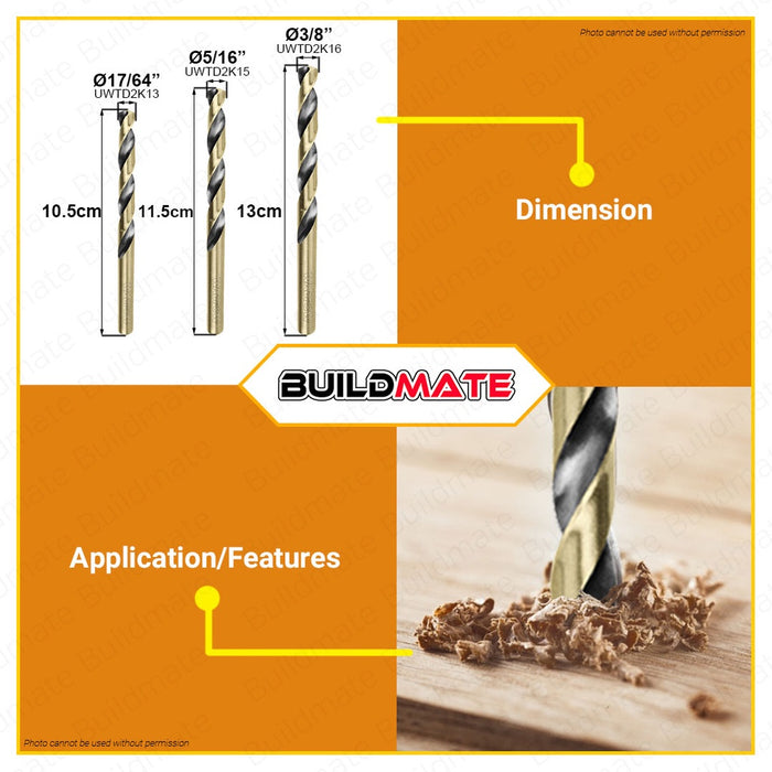 WADFOW HSS Drill Bit 1/16" to 3/8" Twist Drill Bits  Metal Drilling HSS Metal Bit •BUILDMATE• WHT