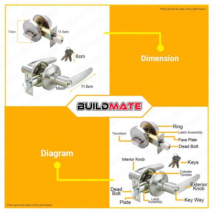 YALE Original 2IN1 Key In Lever Lock Set Combo Pack Entrance Leverset Door Lock YM2IN1-L44  •BUILDMATE•