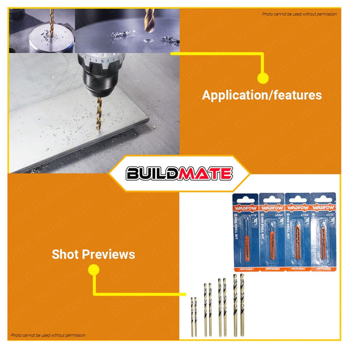 WADFOW HSS Drill Bit 1/16" to 3/8" Twist Drill Bits  Metal Drilling HSS Metal Bit •BUILDMATE• WHT