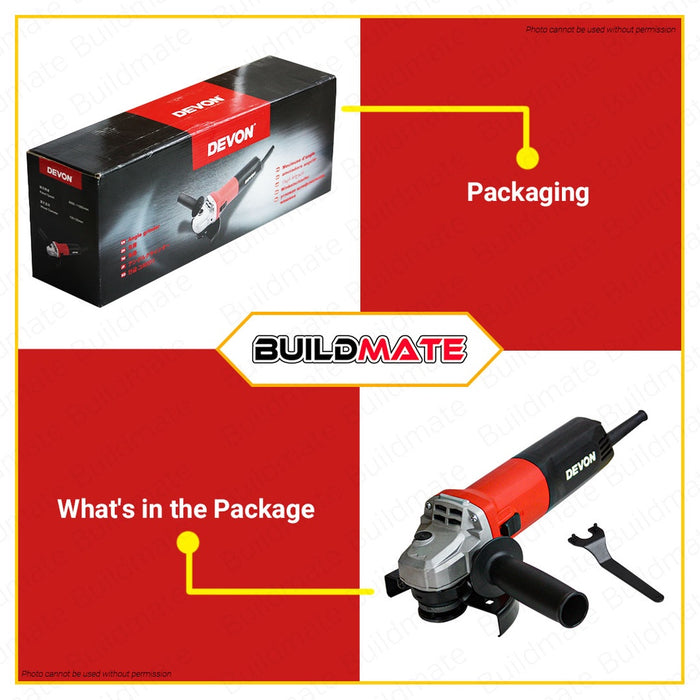 DEVON Industrial 900W 125mm Angle Grinder Variable Speed Electric Grinder 2828-9-125CE •BUILDMATE•