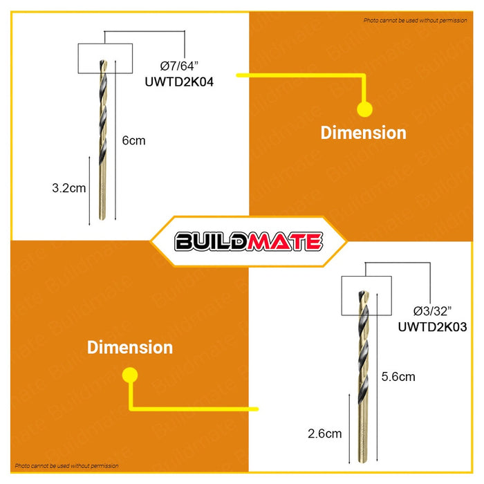 WADFOW HSS Drill Bit 1/16" to 3/8" Twist Drill Bits  Metal Drilling HSS Metal Bit •BUILDMATE• WHT