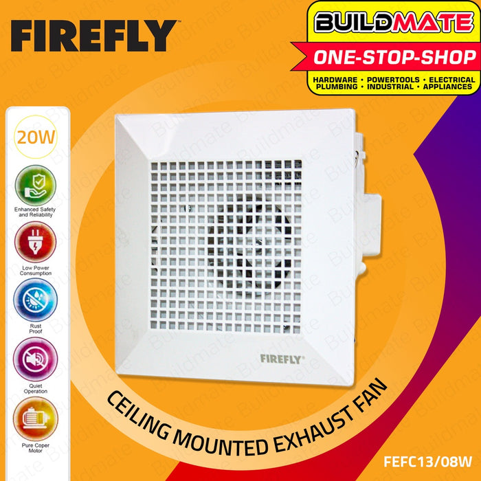 FIREFLY Ceiling Mounted Exhaust Fan 8" Inch 20W Electric Exhaust Fans Duct FEFC13/08W •BUILDMATE•