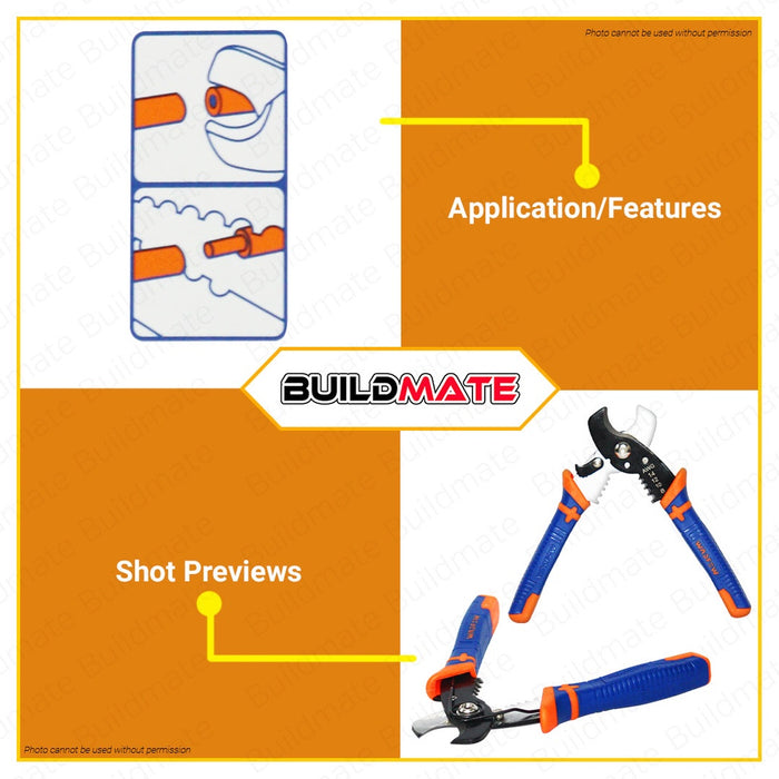 WADFOW Cable Wire Stripper Cutter 7" Inch 180mm Wire Crimper Pliers Tool WPL5617 •BUILDMATE• WHT